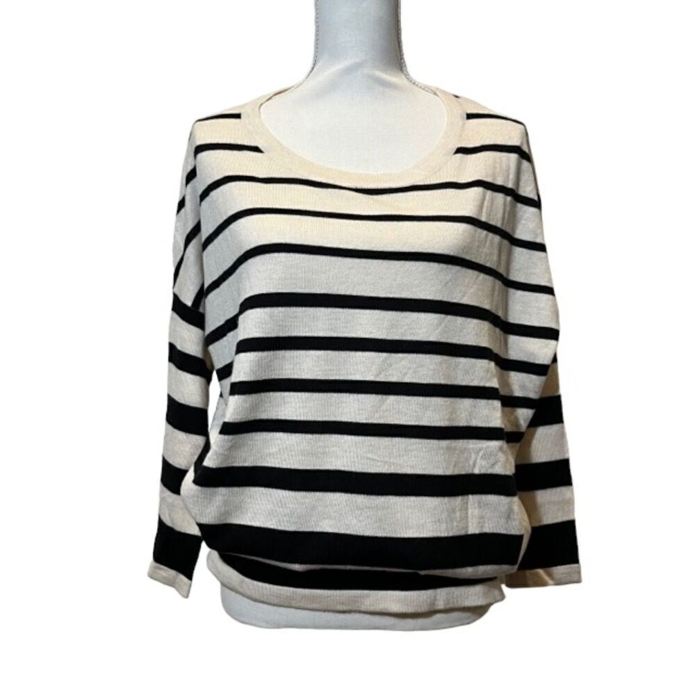Kerisma Tapered Waist Slouch Scoopneck Sweater Black and White‎ Stripe Size S/M